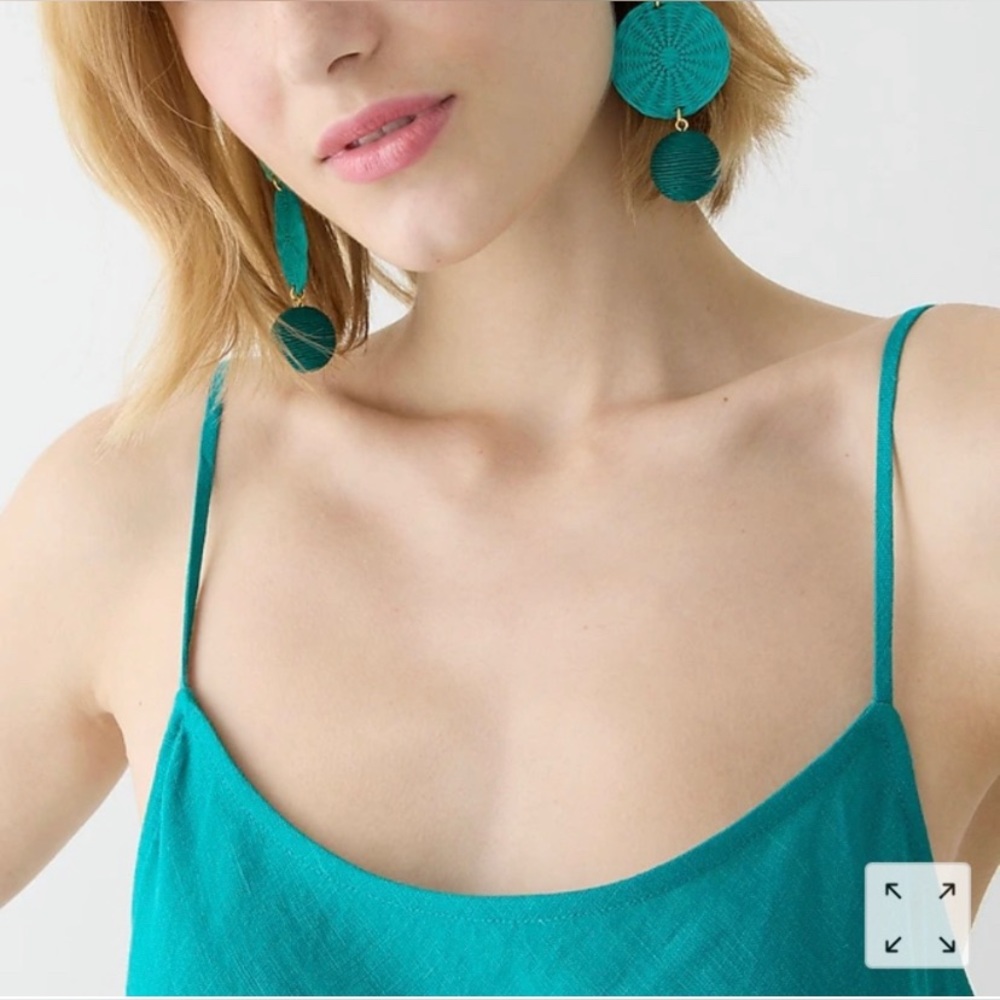 J.Crew Gwyneth slip dress in linen green RETRO JADE 16 NWT - Picture 3 of 10